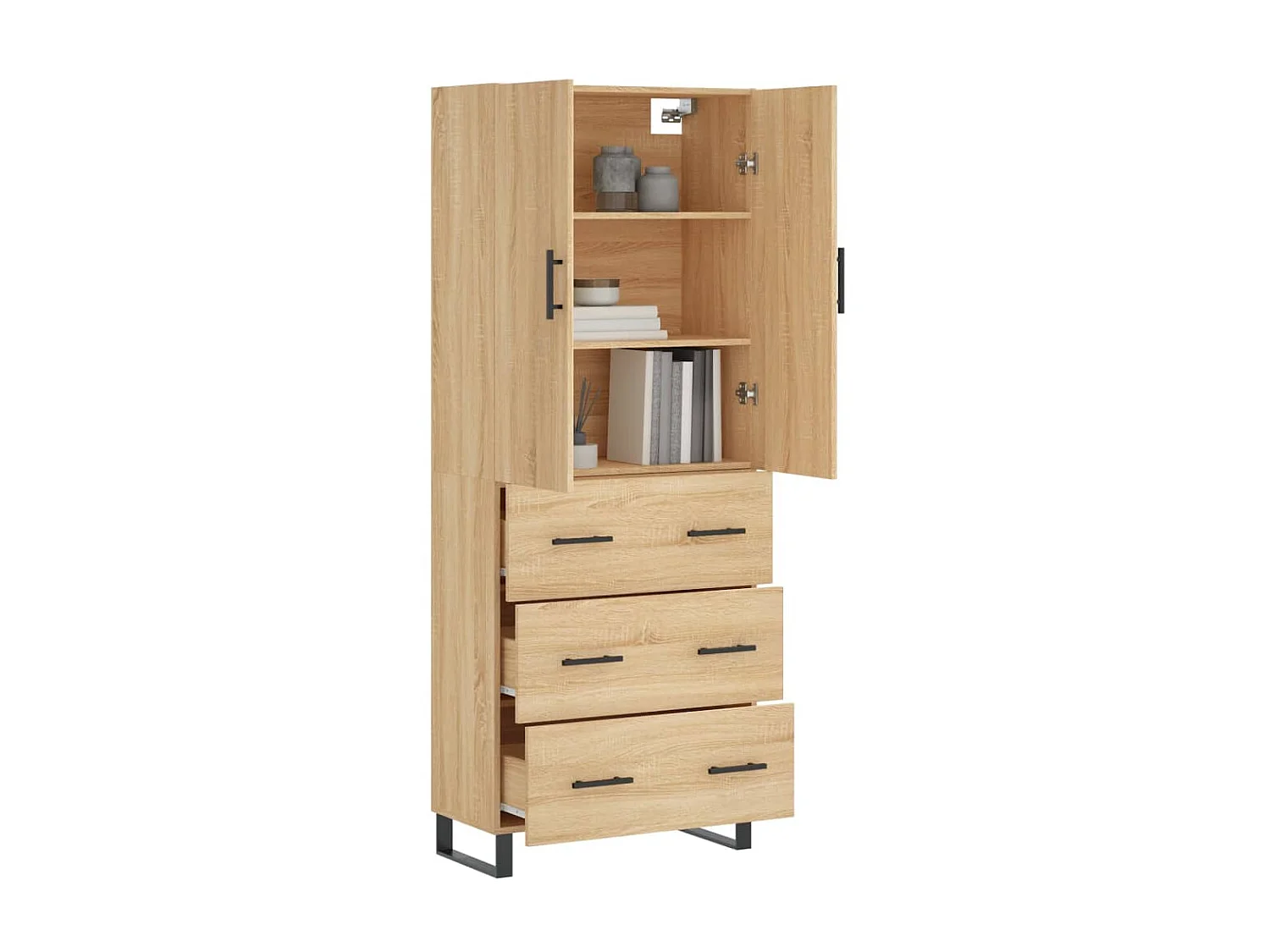 Hohes Sideboard Sonoma-Eiche 69,5x34x180 cm Holzwerkstoff