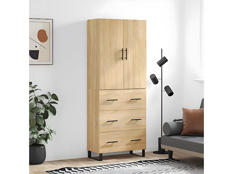 Buffet haut Chêne sonoma 69,5x34x180 cm Bois d'ingénierie