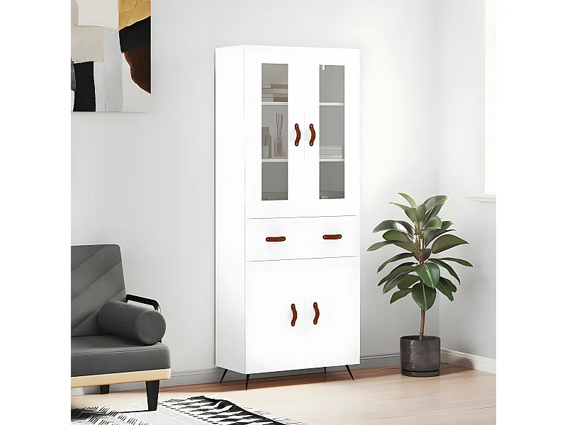 Aparador alto Blanco 69,5x34x180 cm Madera contrachapada