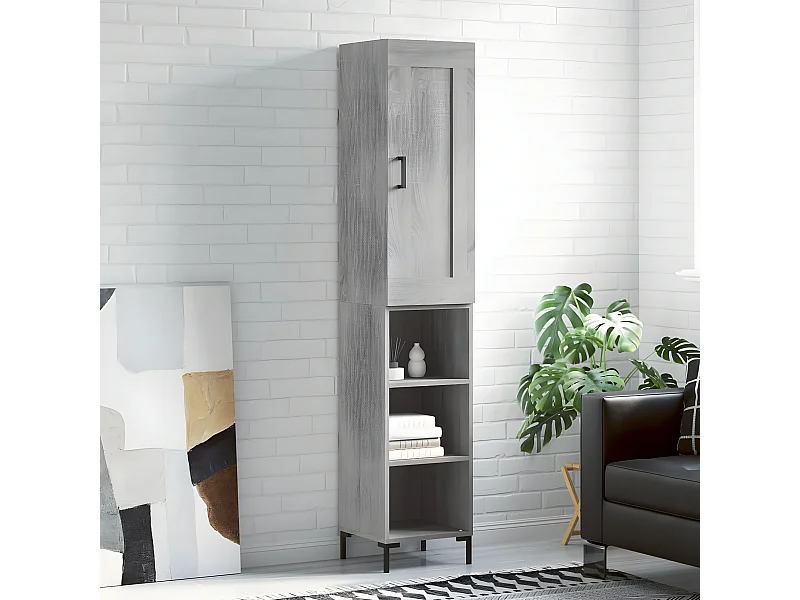 Credenza alta Sonoma grigia 34,5x34x180 cm MDF