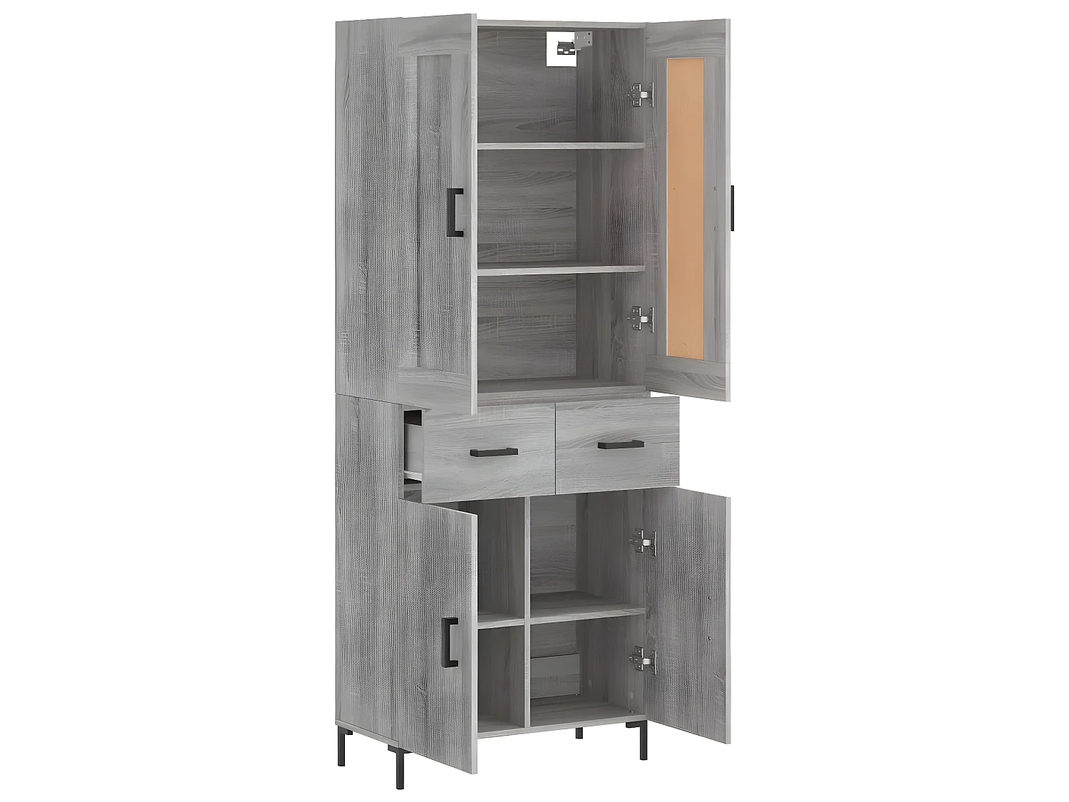 Credenza alta Sonoma grigia 69,5x34x180 cm MDF