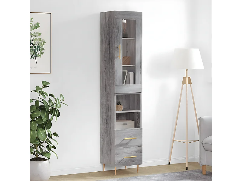 Credenza alta Sonoma grigia 34,5x34x180 cm MDF