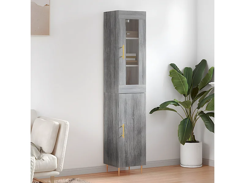 Credenza alta Sonoma grigia 34,5x34x180 cm MDF