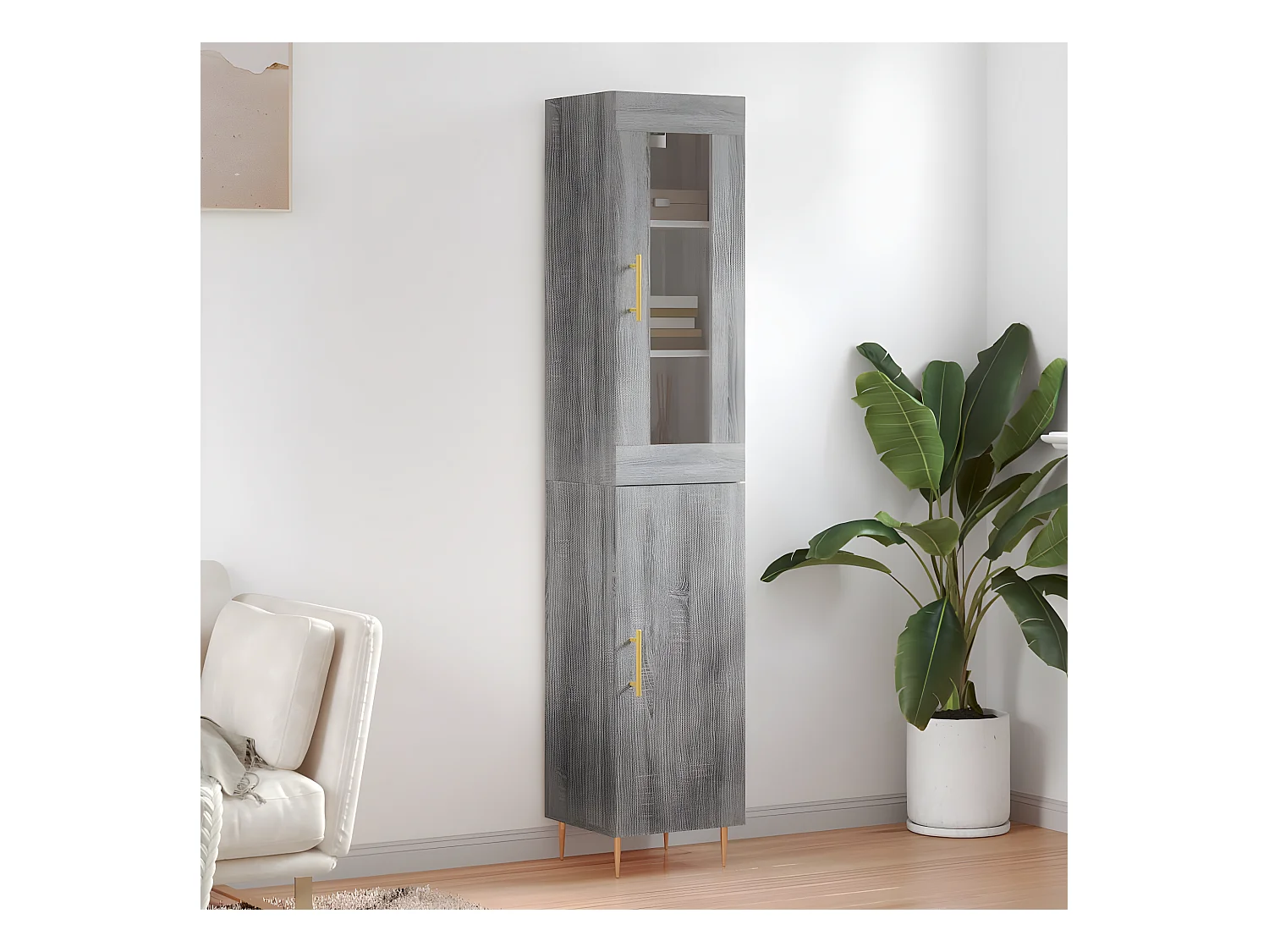 Credenza alta Sonoma grigia 34,5x34x180 cm MDF