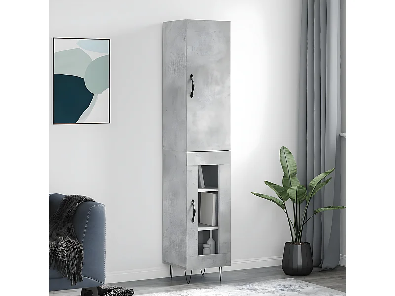 Credenza alta Grigio cemento 34,5x34x180 cm MDF