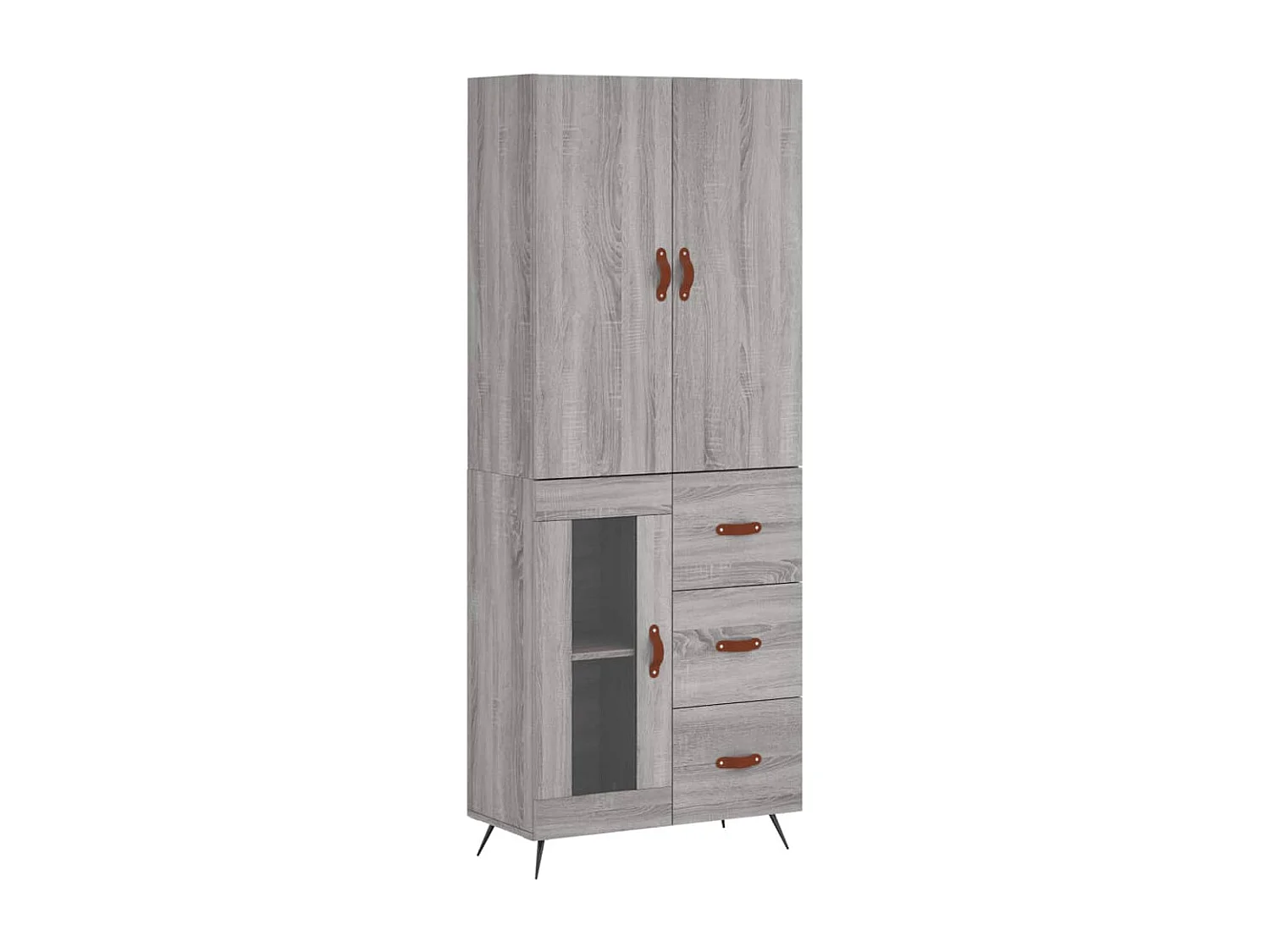 Aparador alto Sonoma gris 69,5x34x180 cm madera contrachapada
