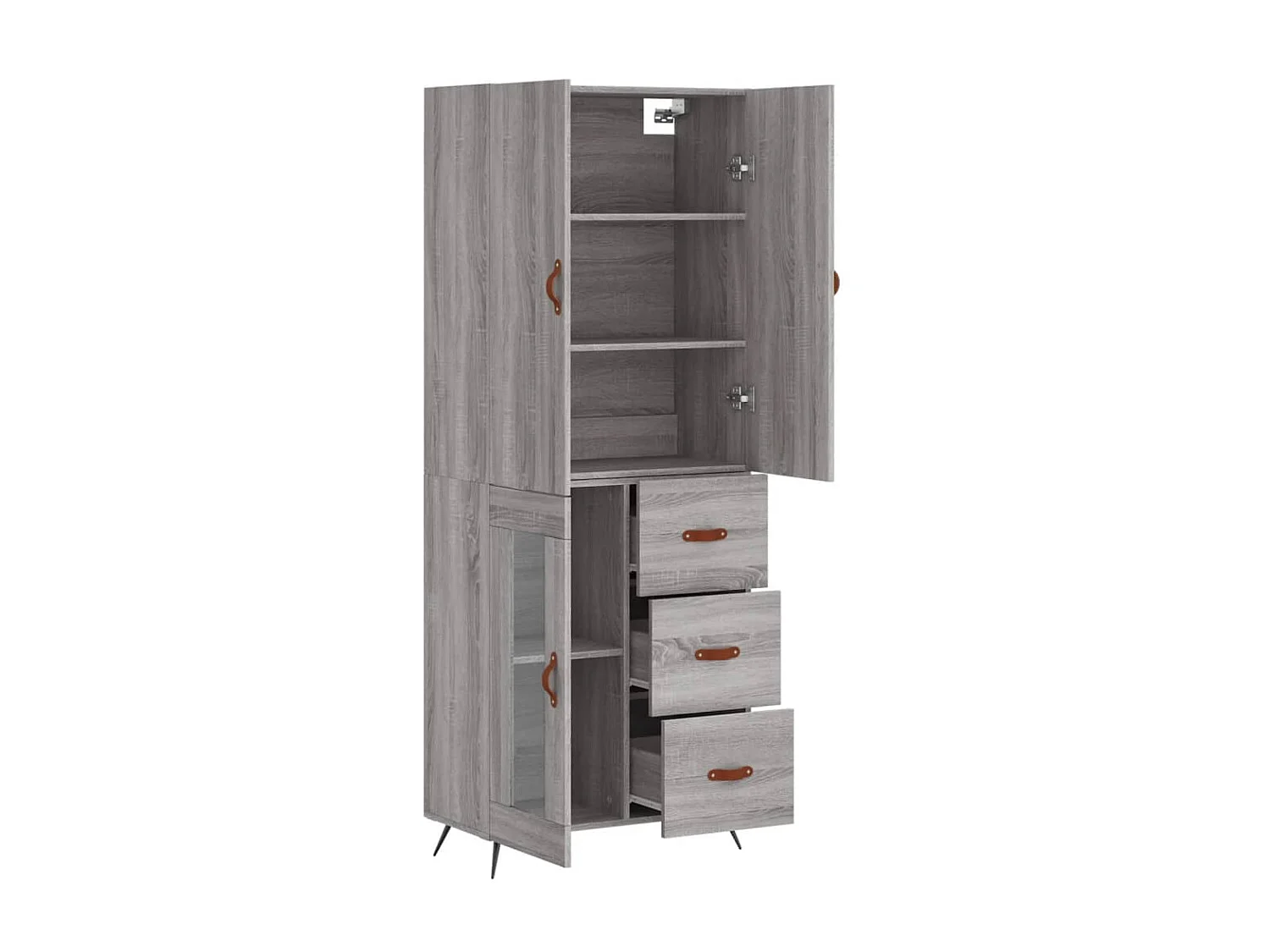 Aparador alto Sonoma gris 69,5x34x180 cm madera contrachapada