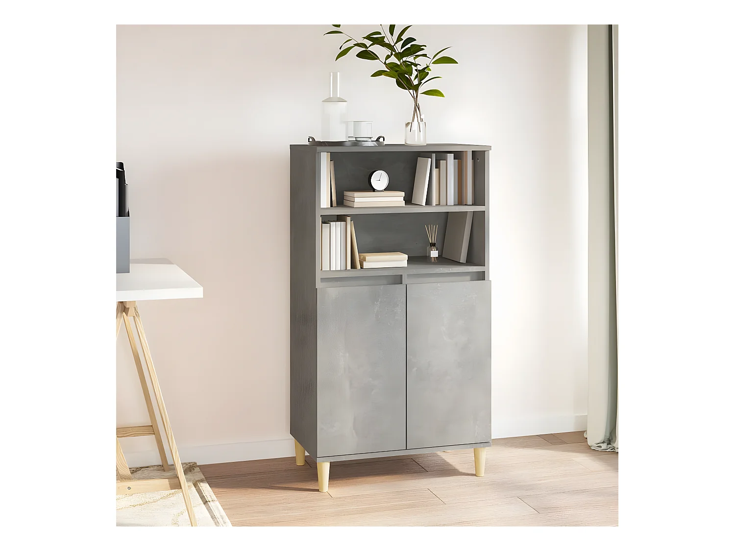 Buffet haut Gris béton 60x36x110 cm Bois d'ingénierie
