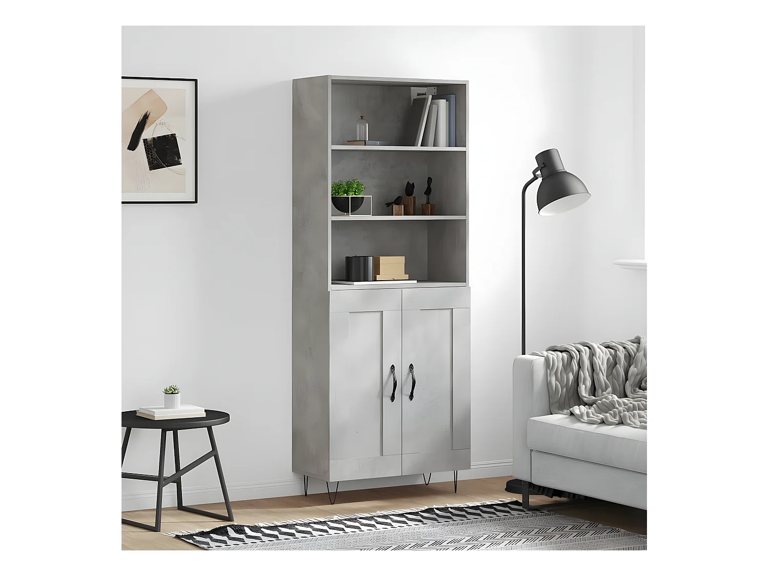 Credenza alta Grigio cemento 69,5x34x180 cm MDF