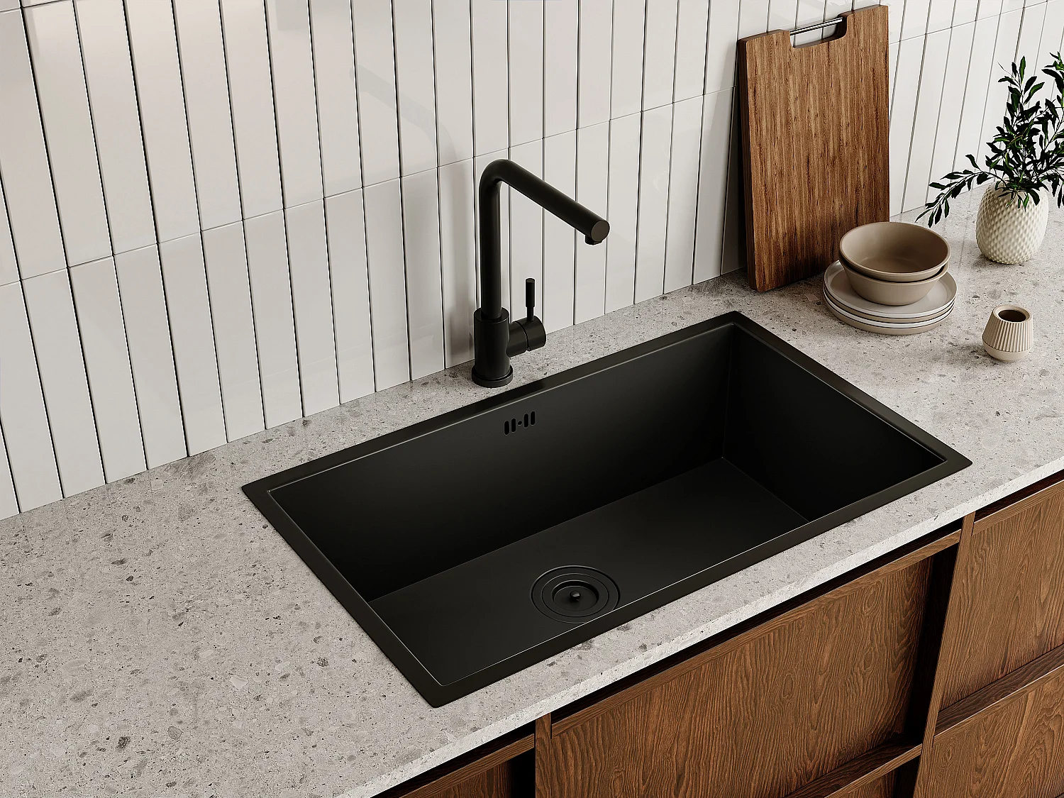 Robinet de cuisine en acier inoxydable - Noir mat - ROFILA