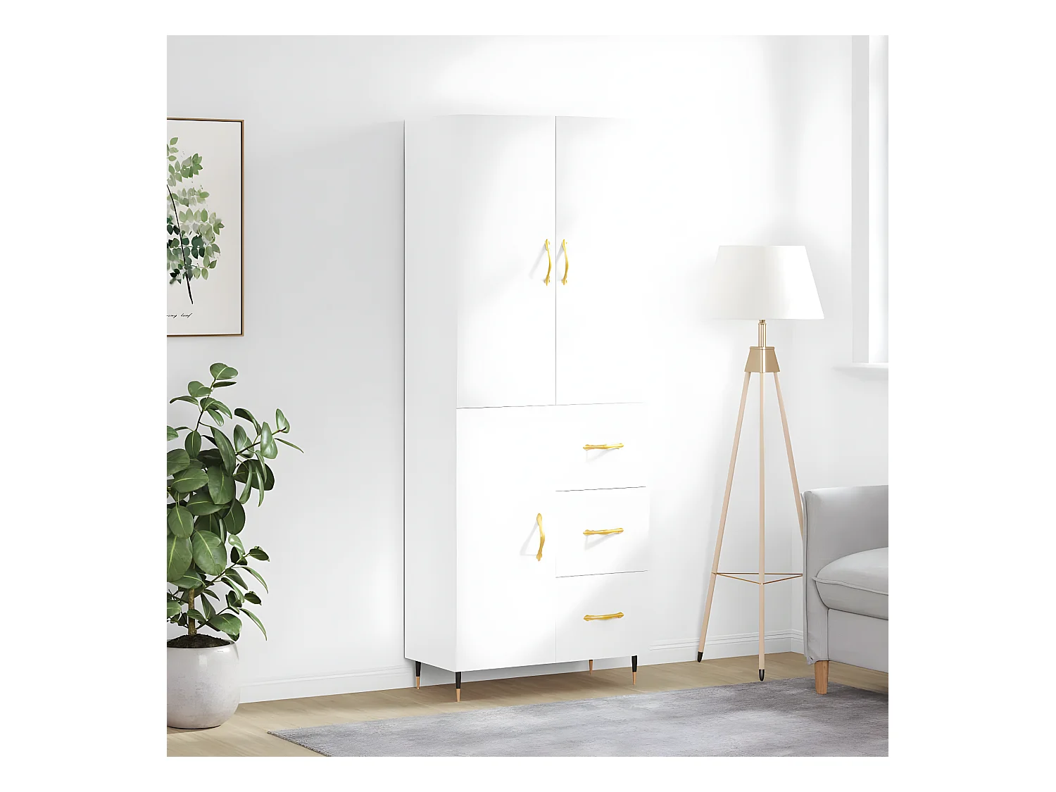 Credenza alta Bianca 69,5x34x180 cm MDF