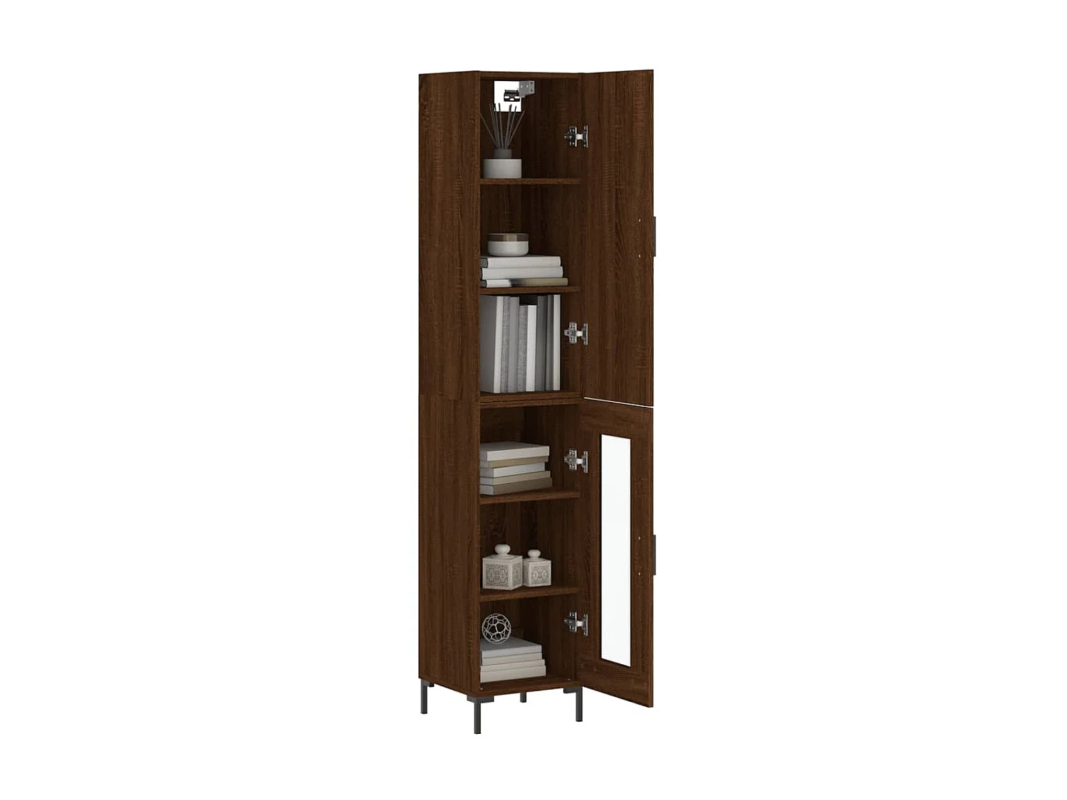 Buffet haut Chêne marron 34,5x34x180 cm Bois d'ingénierie