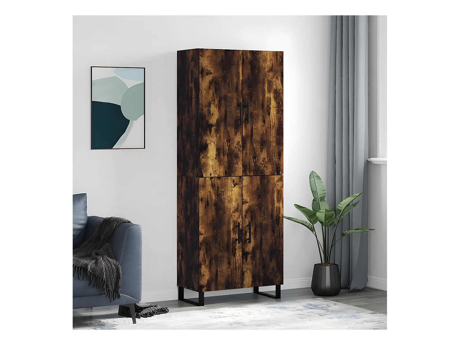 Credenza alta Rovere affumicato 69,5x34x180 cm MDF