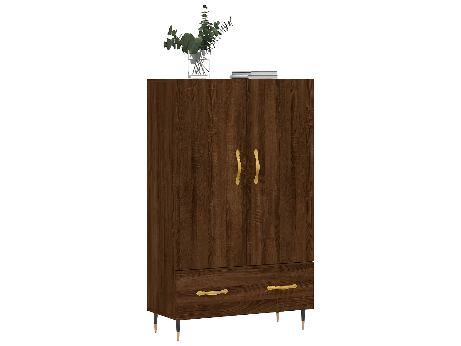 Buffet haut chêne marron 69,5x31x115 cm bois d'ingénierie