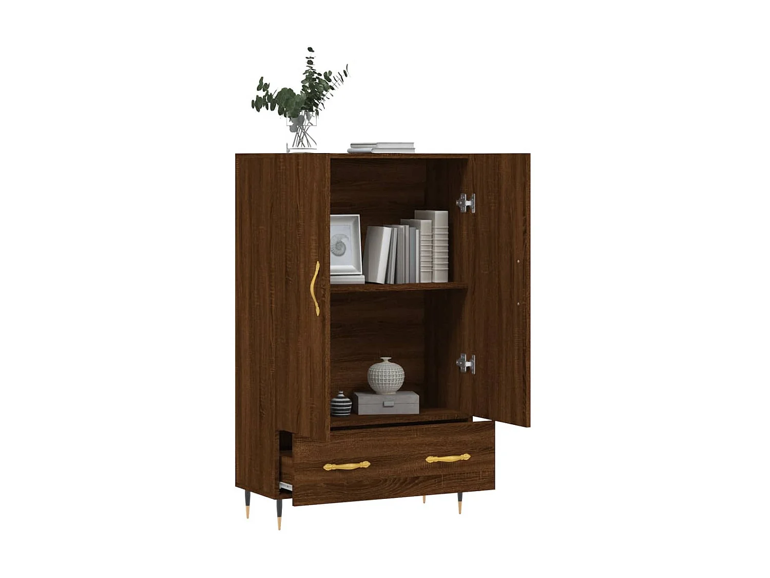 Buffet haut chêne marron 69,5x31x115 cm bois d'ingénierie