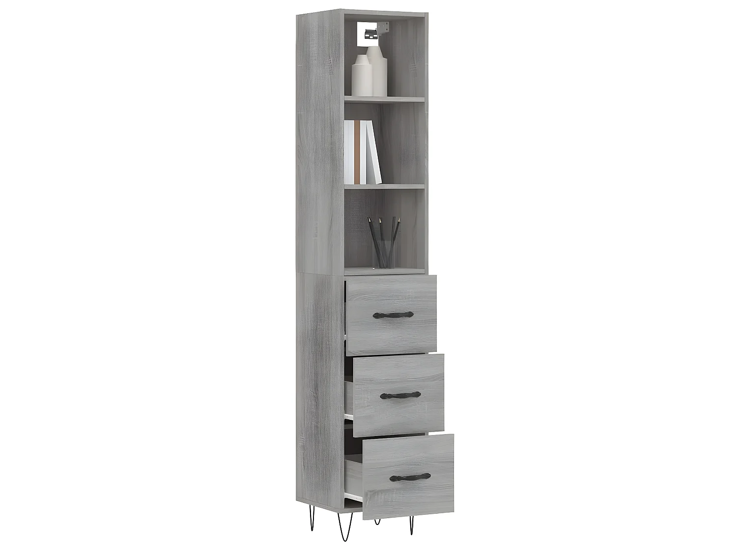 Buffet haut Sonoma gris 34,5x34x180 cm Bois d'ingénierie