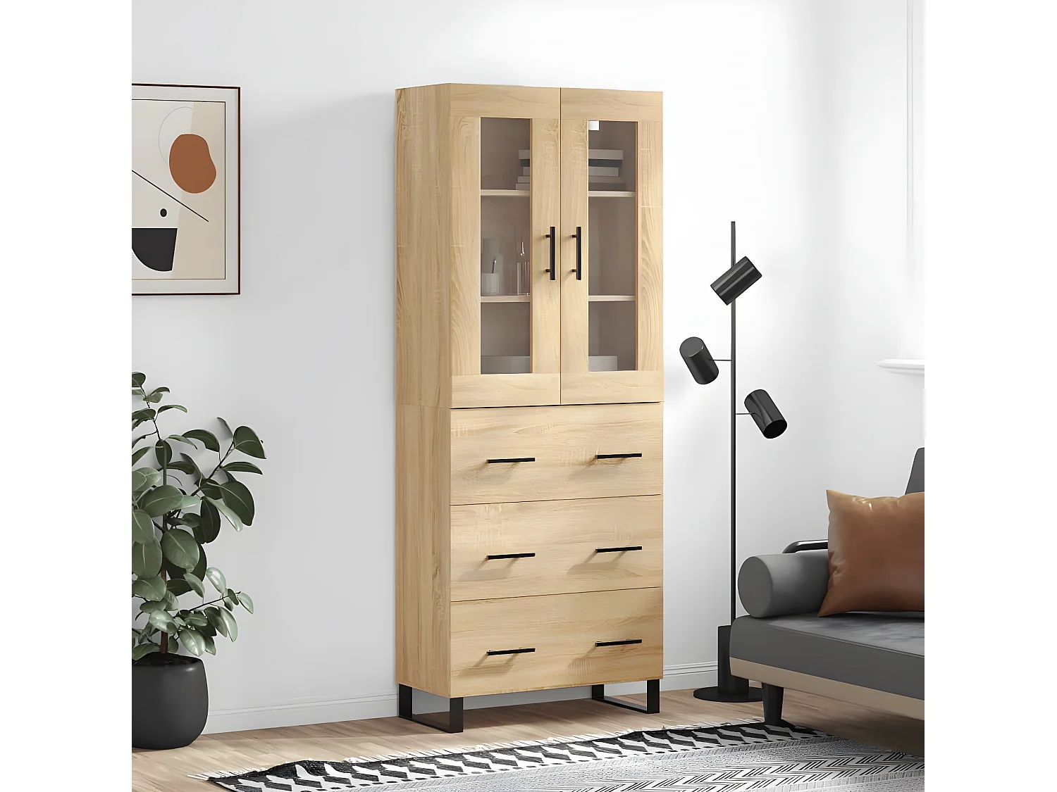 Credenza alta Rovere Sonoma 69,5x34x180 cm MDF