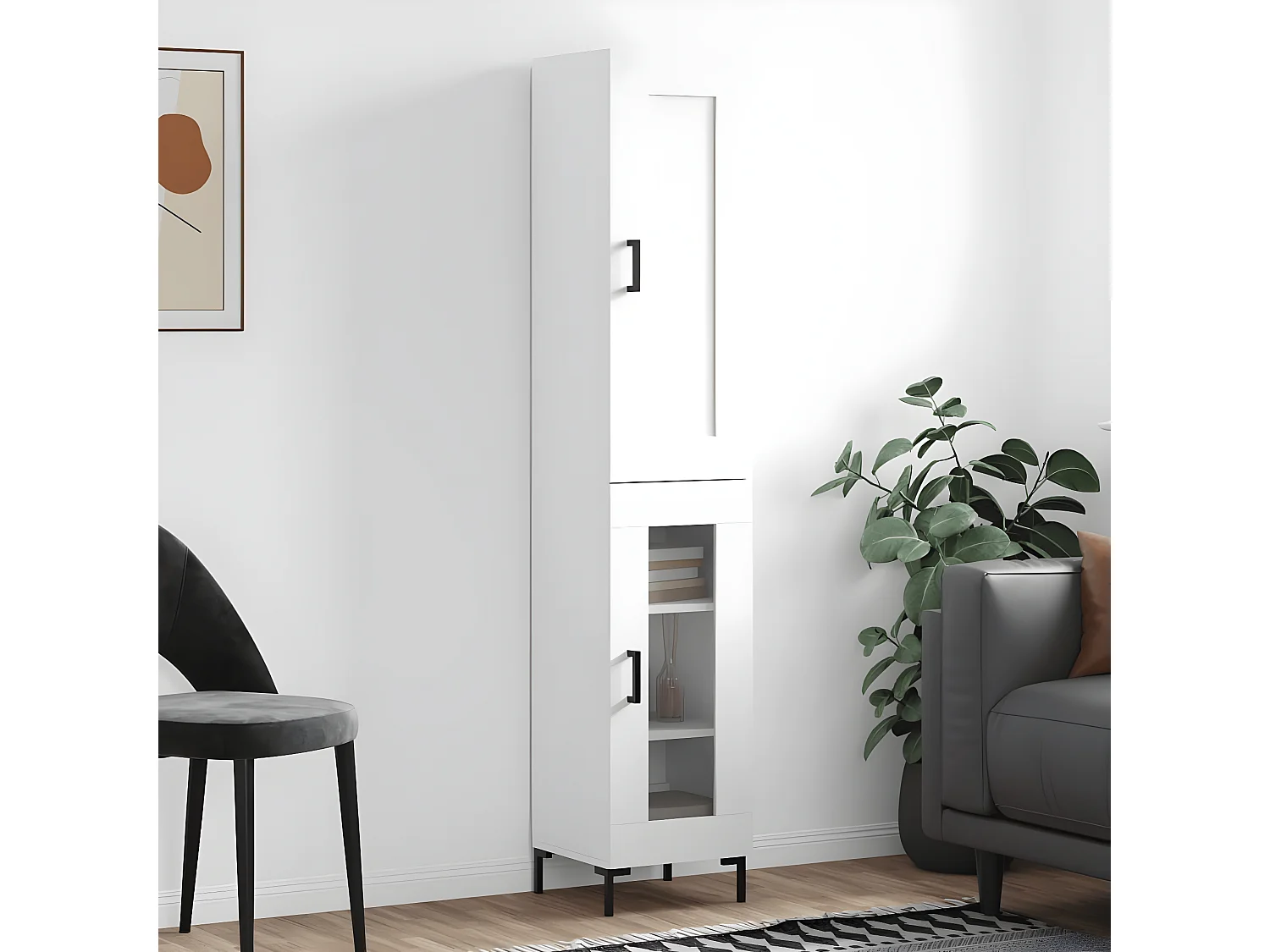 Aparador alto Blanco 34,5x34x180 cm Madera contrachapada