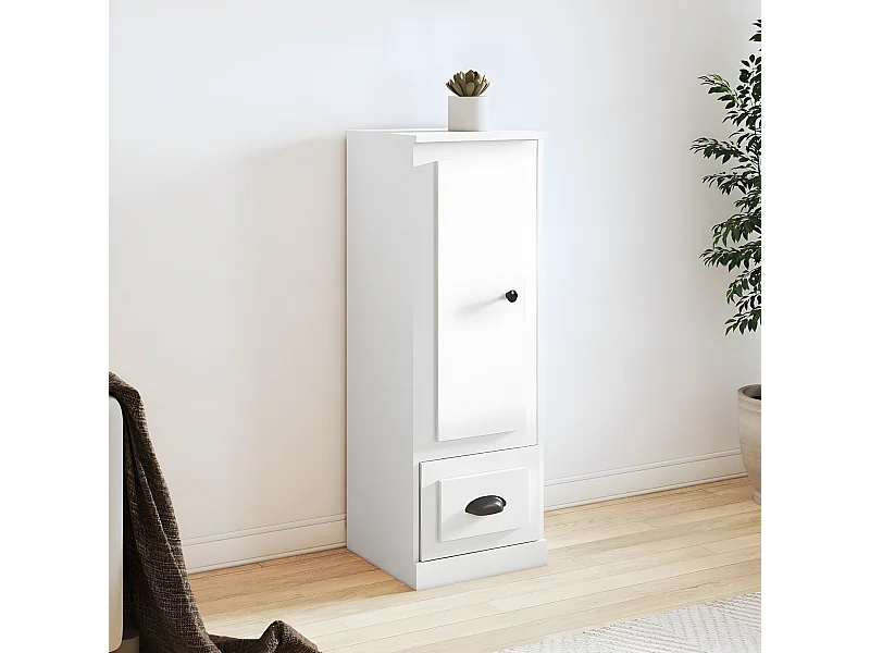Weißes hohes Sideboard 36x35,5x103,5 cm aus Holzwerkstoff