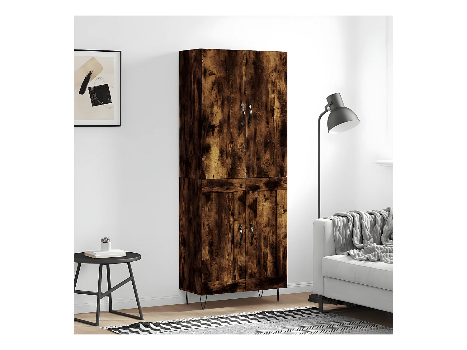 Aparador alto Roble ahumado 69,5x34x180 cm Madera contrachapada