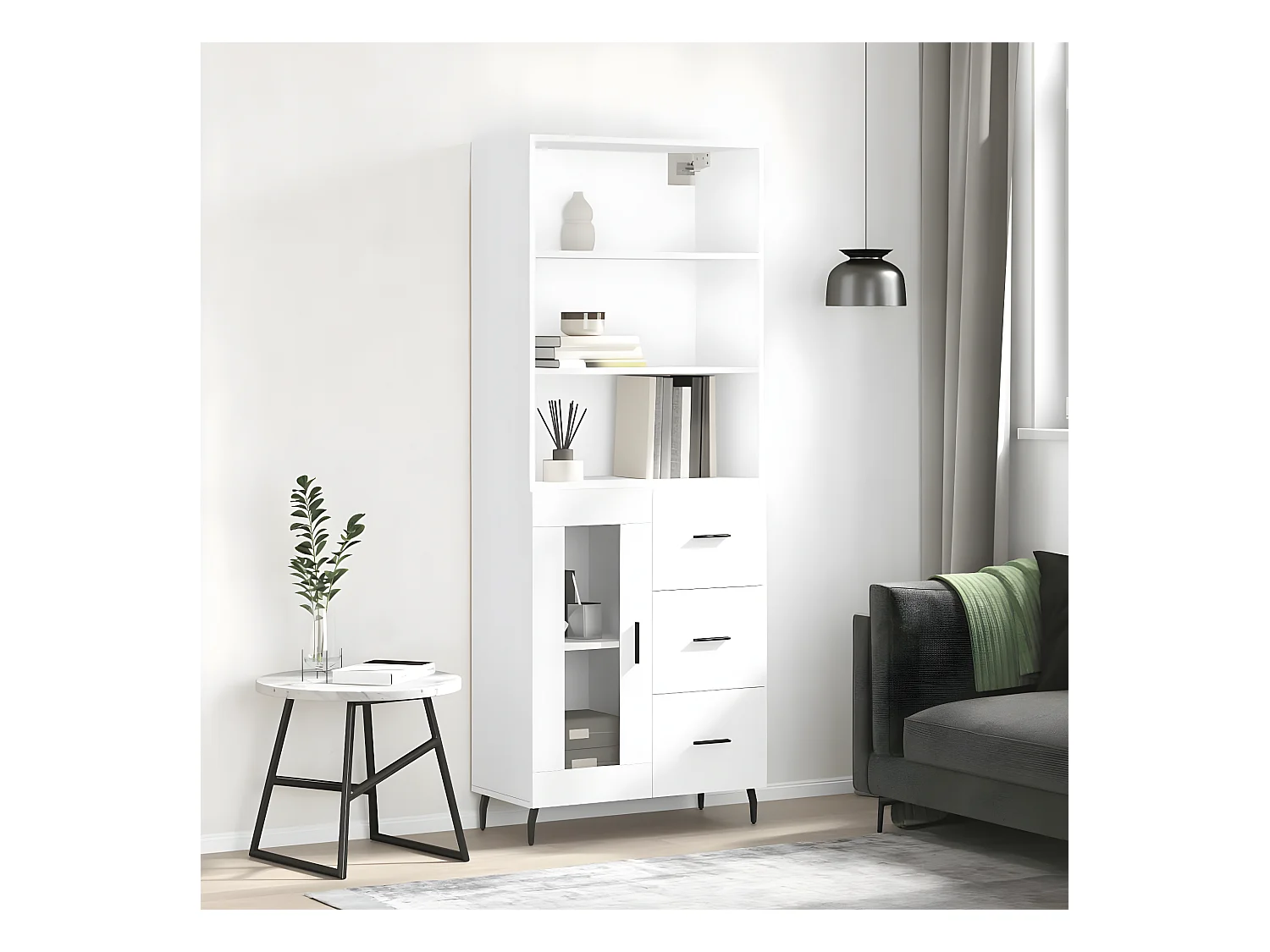 Credenza alta Bianca 69,5x34x180 cm MDF