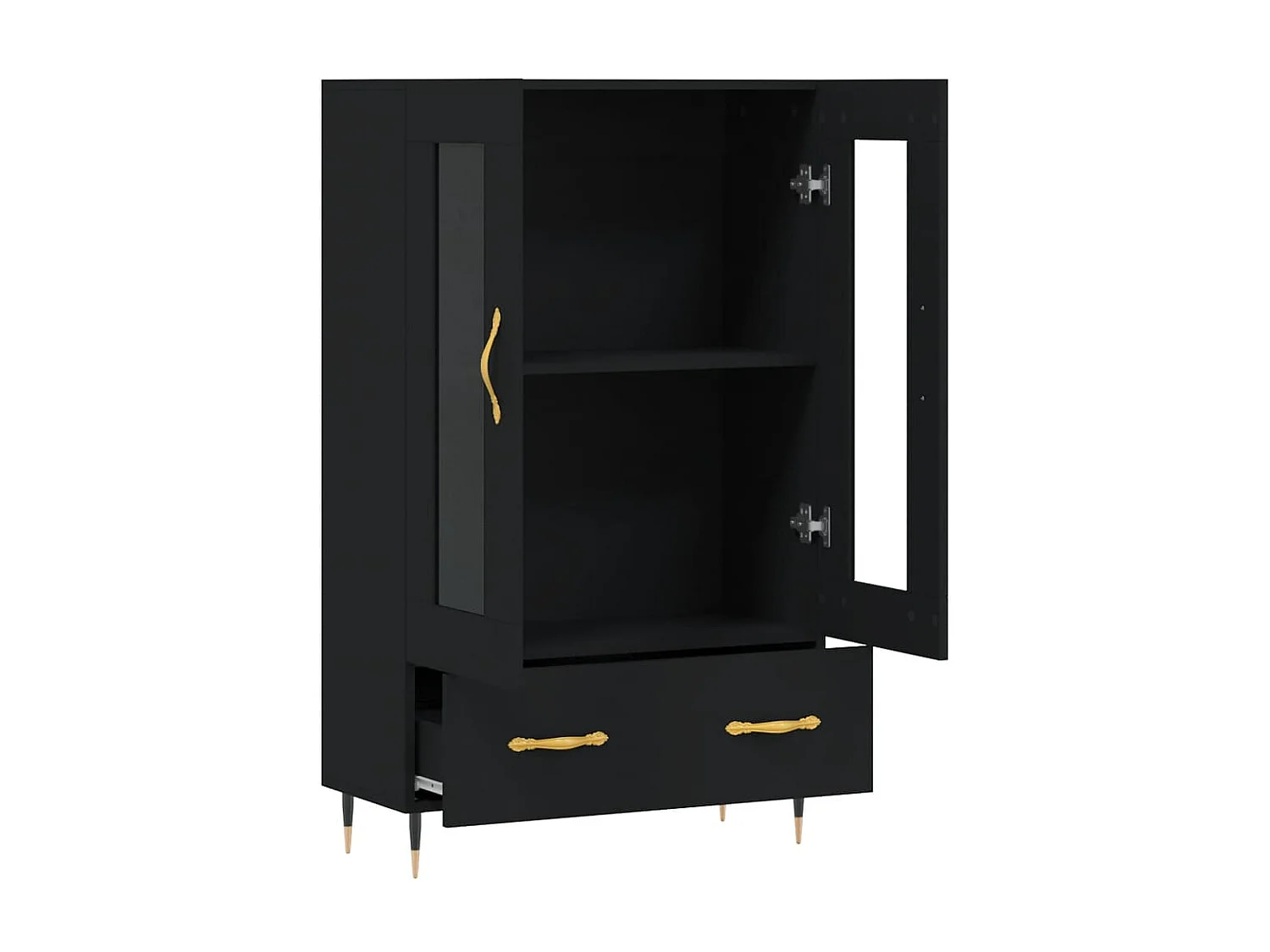 Schwarzes hohes Sideboard 69,5 x 31 x 115 cm, Holzwerkstoff