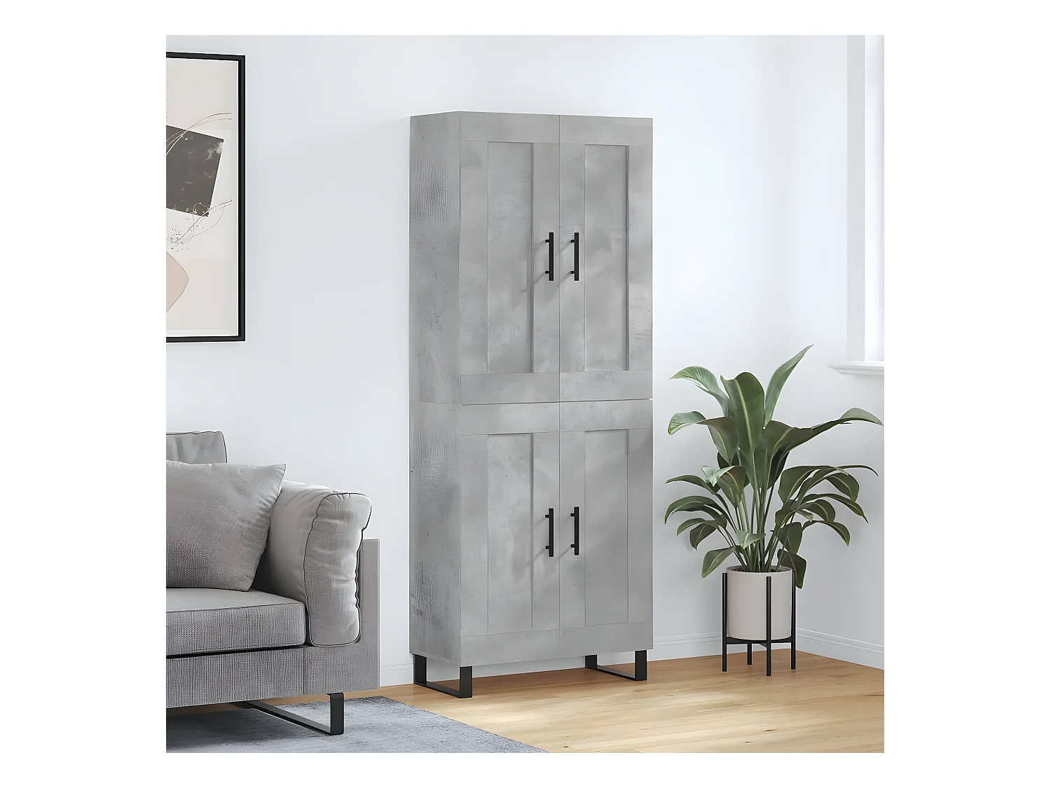 Credenza alta Grigio cemento 69,5x34x180 cm MDF