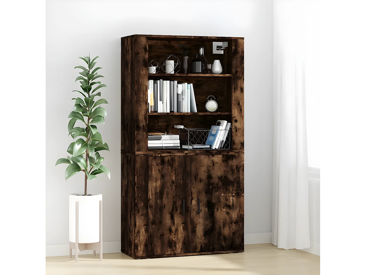 Buffet haut Chêne fumé Bois d'ingénierie