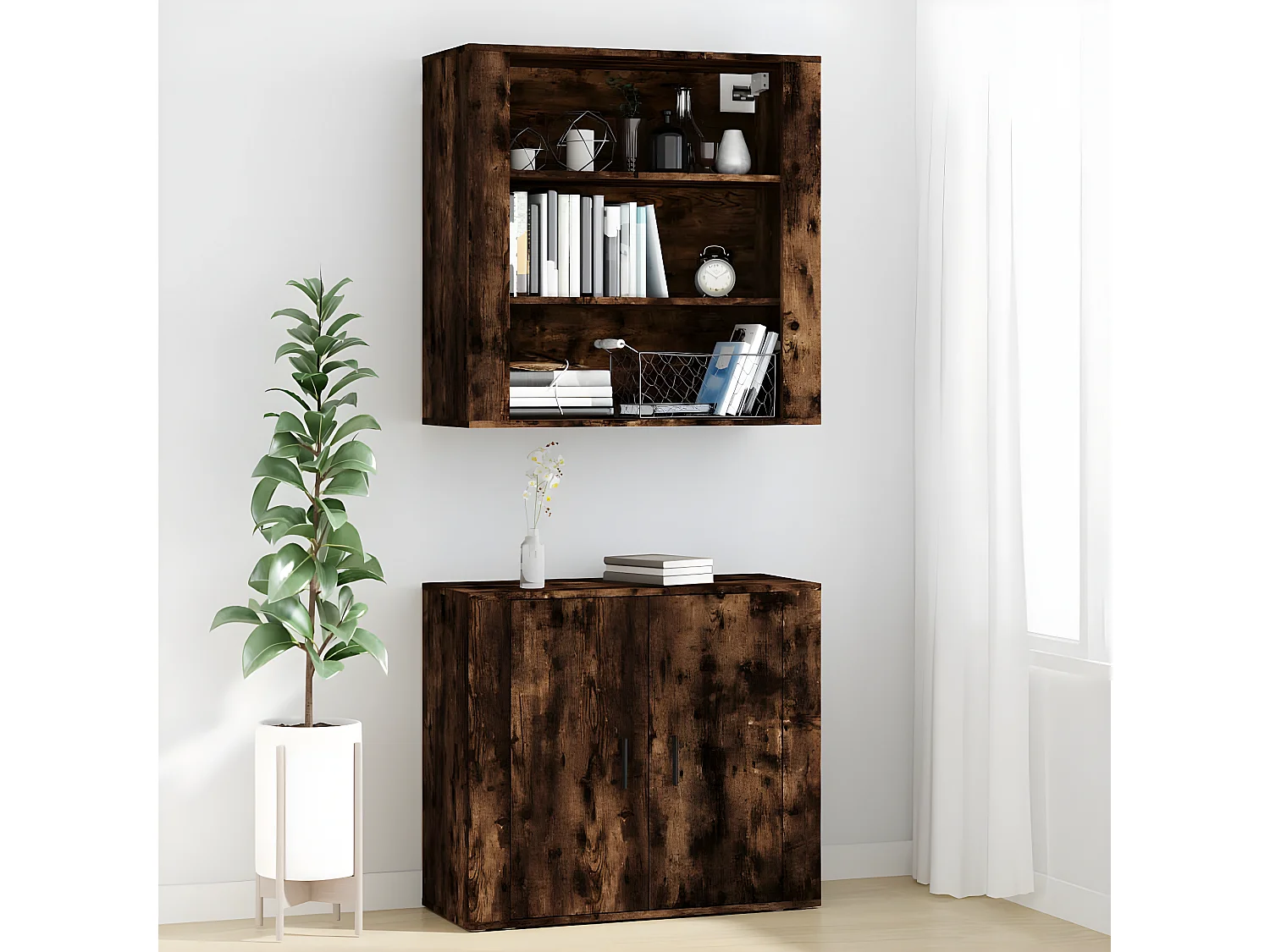 Buffet haut Chêne fumé Bois d'ingénierie