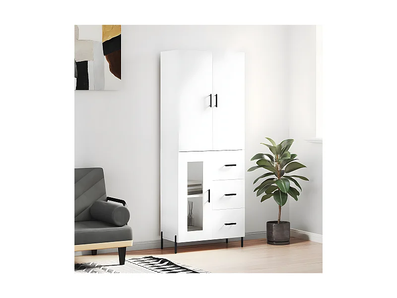 Credenza alta Bianca 69,5x34x180 cm MDF