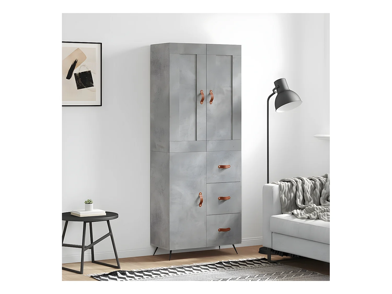 Credenza alta Grigio cemento 69,5x34x180 cm MDF