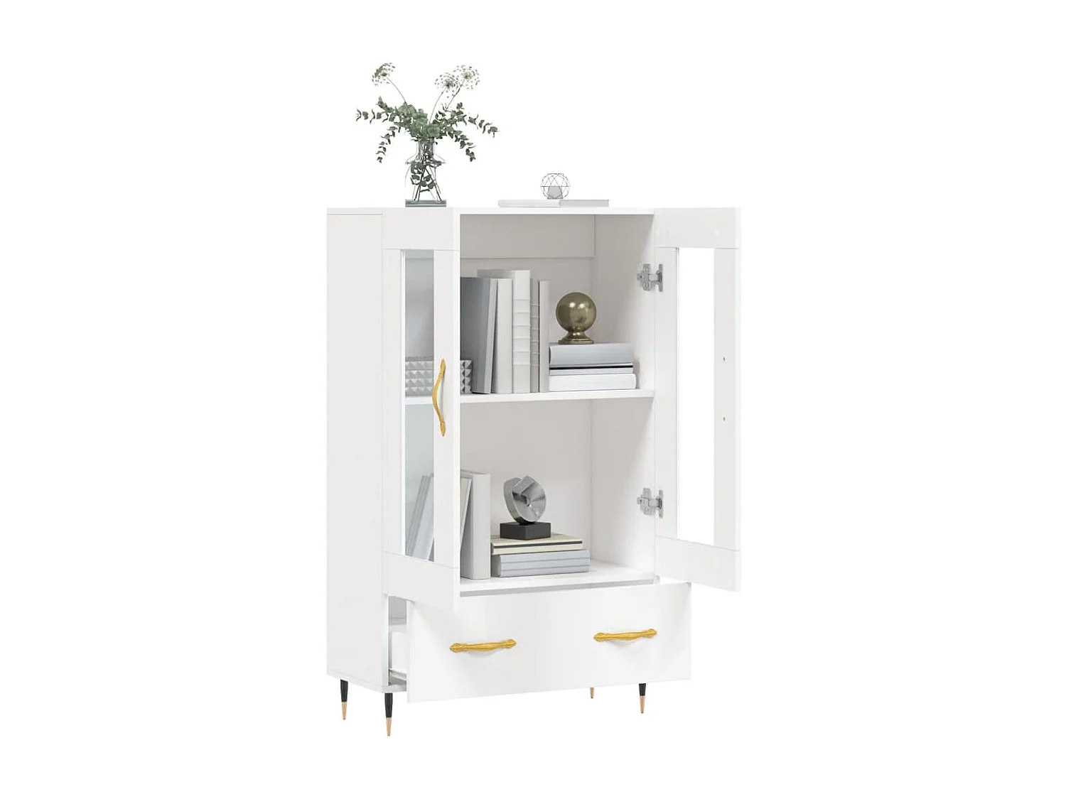 Buffet haut blanc 69,5x31x115 cm bois d'ingénierie
