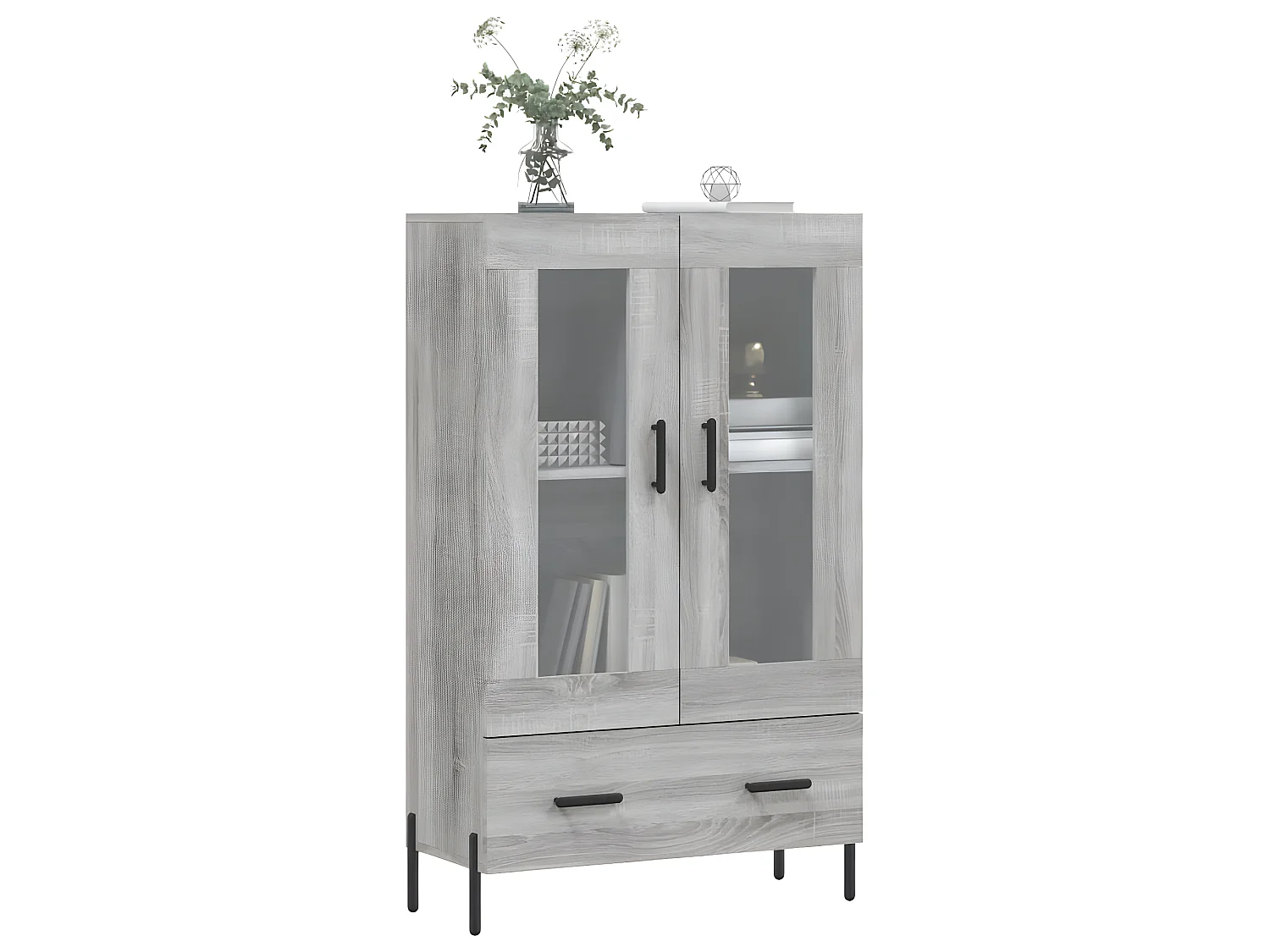 Buffet haut sonoma gris 69,5x31x115 cm bois d'ingénierie