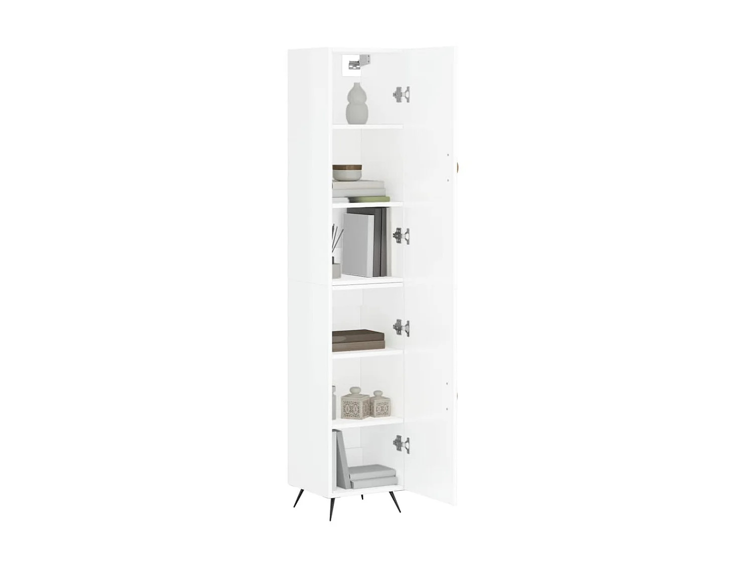 Buffet haut Blanc brillant 34,5x34x180 cm Bois d'ingénierie