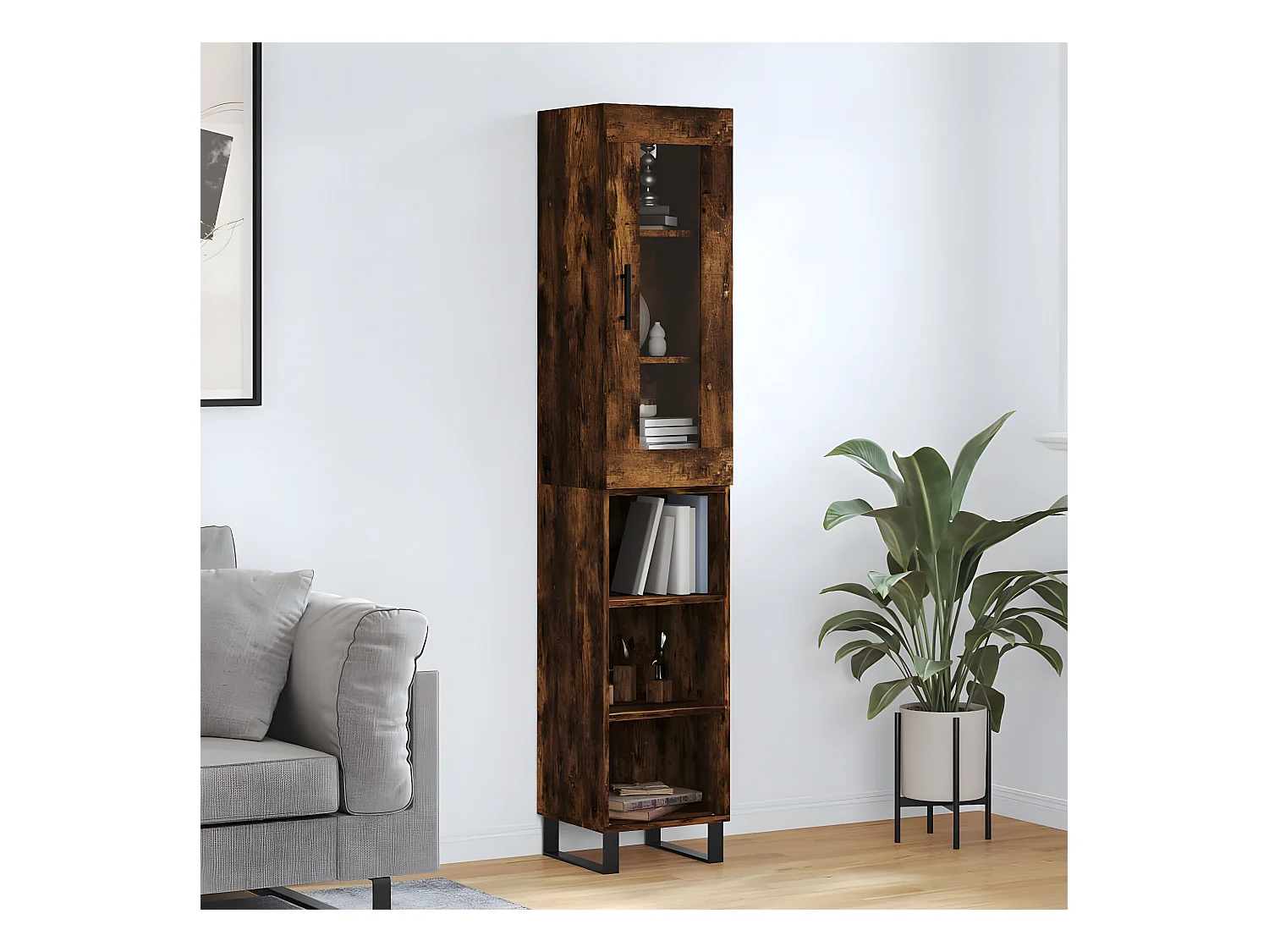 Credenza alta Rovere affumicato 34,5x34x180 cm MDF