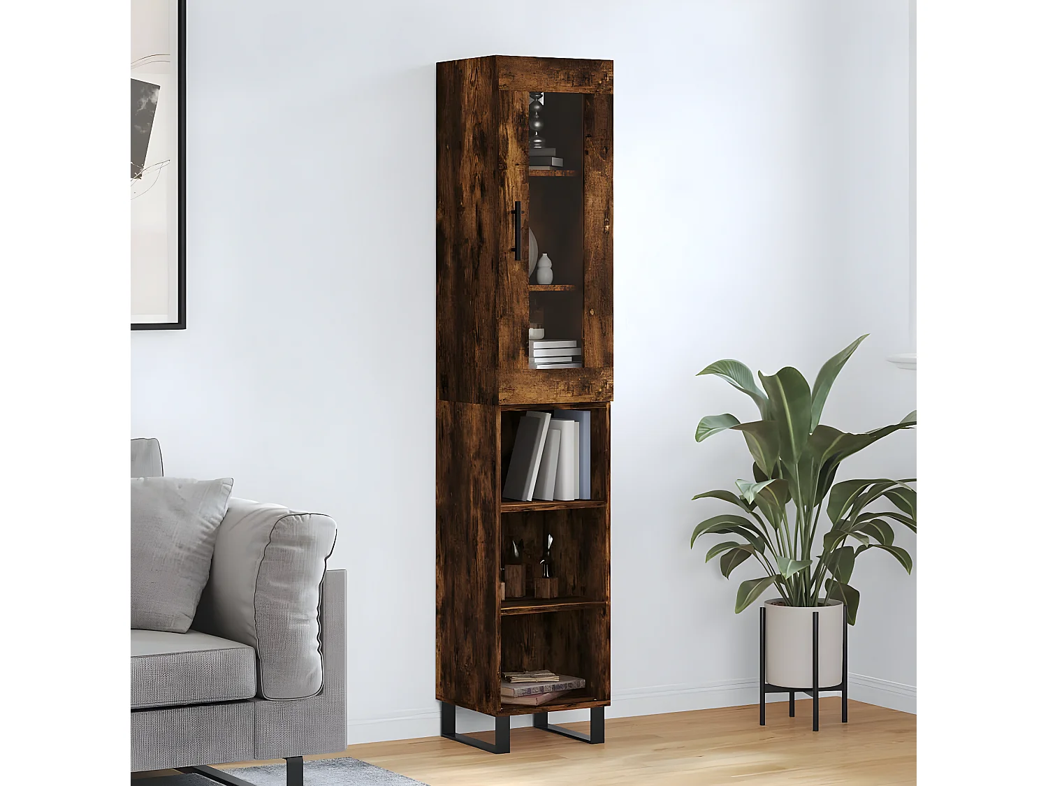 Credenza alta Rovere affumicato 34,5x34x180 cm MDF