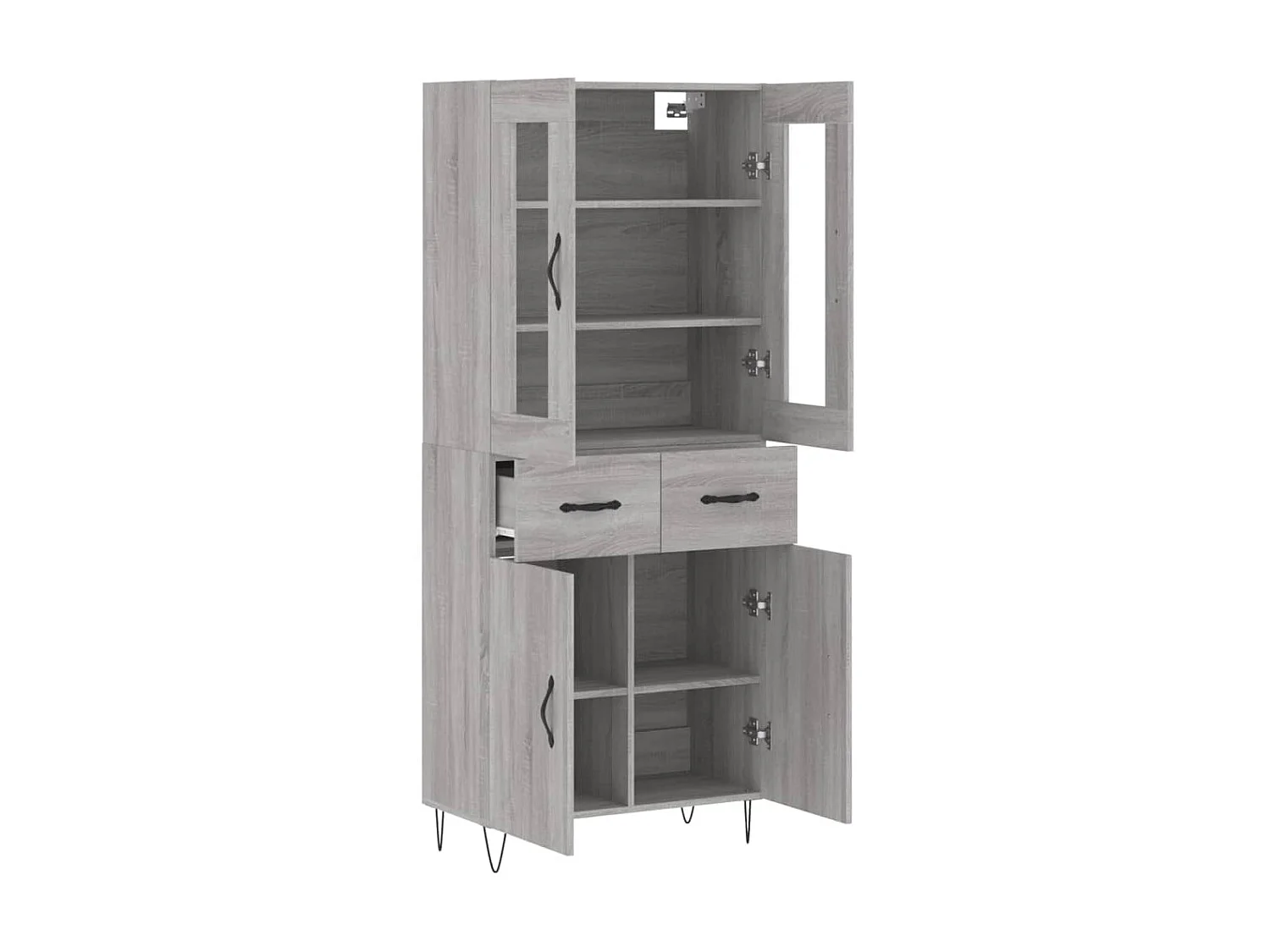 Aparador alto Sonoma gris 69,5x34x180 cm madera contrachapada