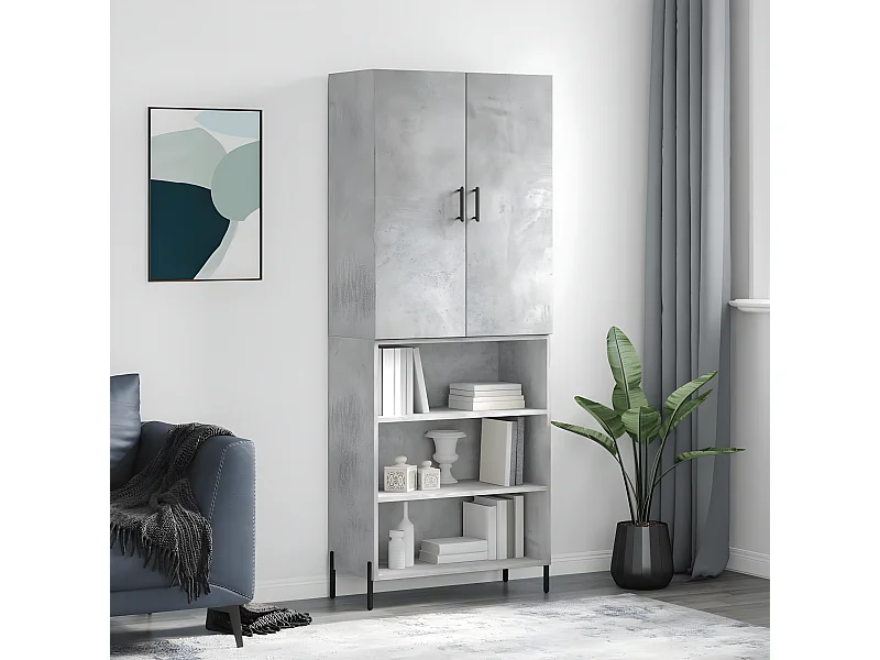 Credenza alta Grigio cemento 69,5x34x180 cm MDF