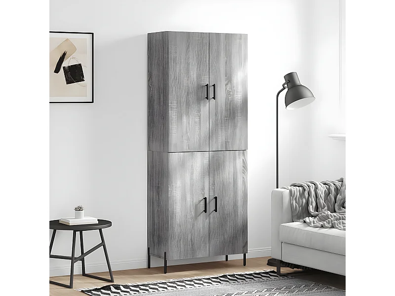 Credenza alta Sonoma grigia 69,5x34x180 cm MDF