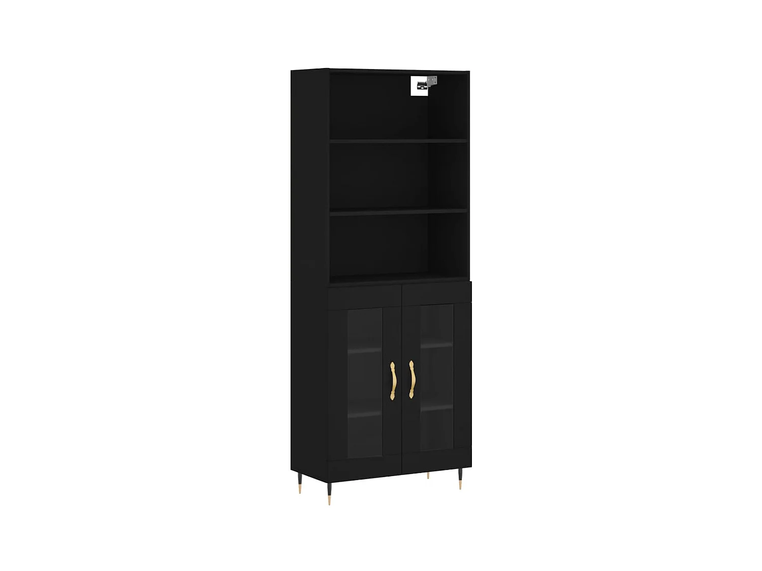 Buffet haut Noir 69,5x34x180 cm Bois d'ingénierie