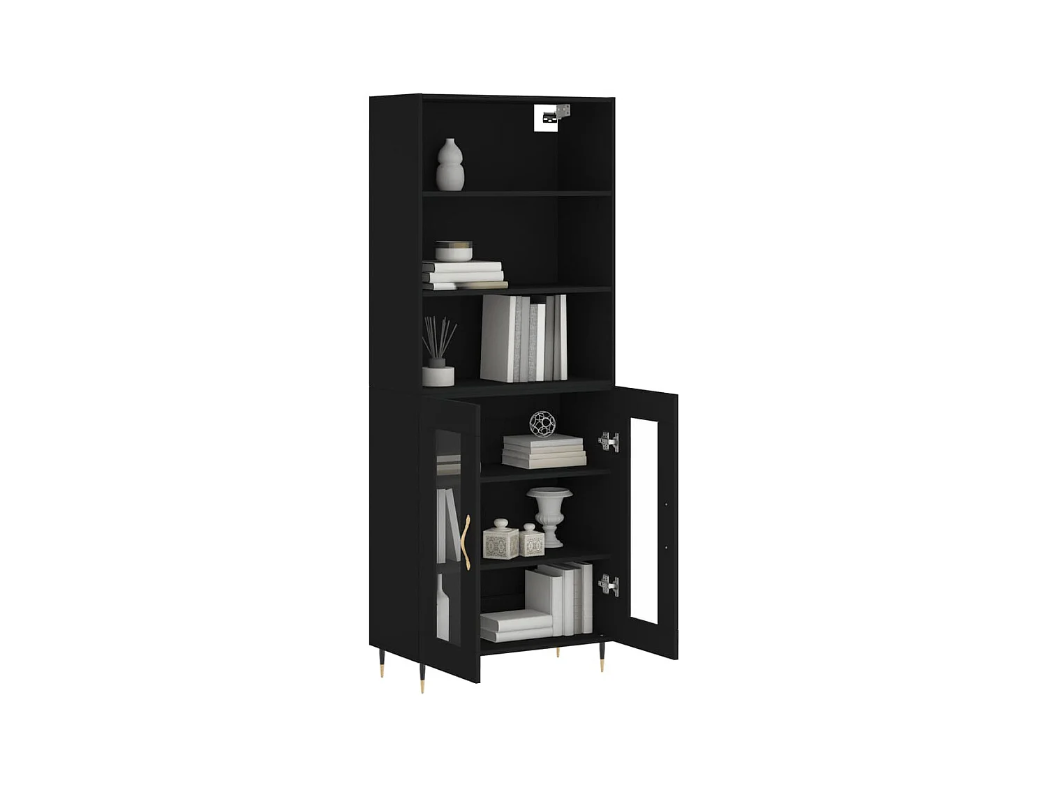Buffet haut Noir 69,5x34x180 cm Bois d'ingénierie