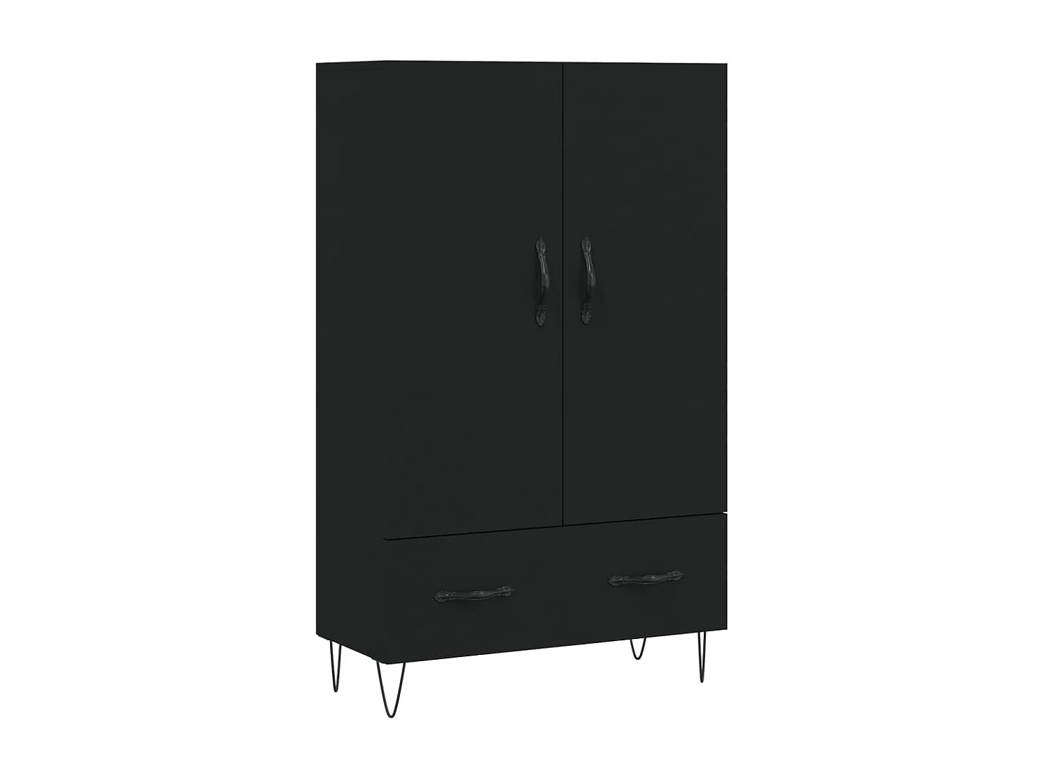 Buffet haut noir 69,5x31x115 cm bois d'ingénierie