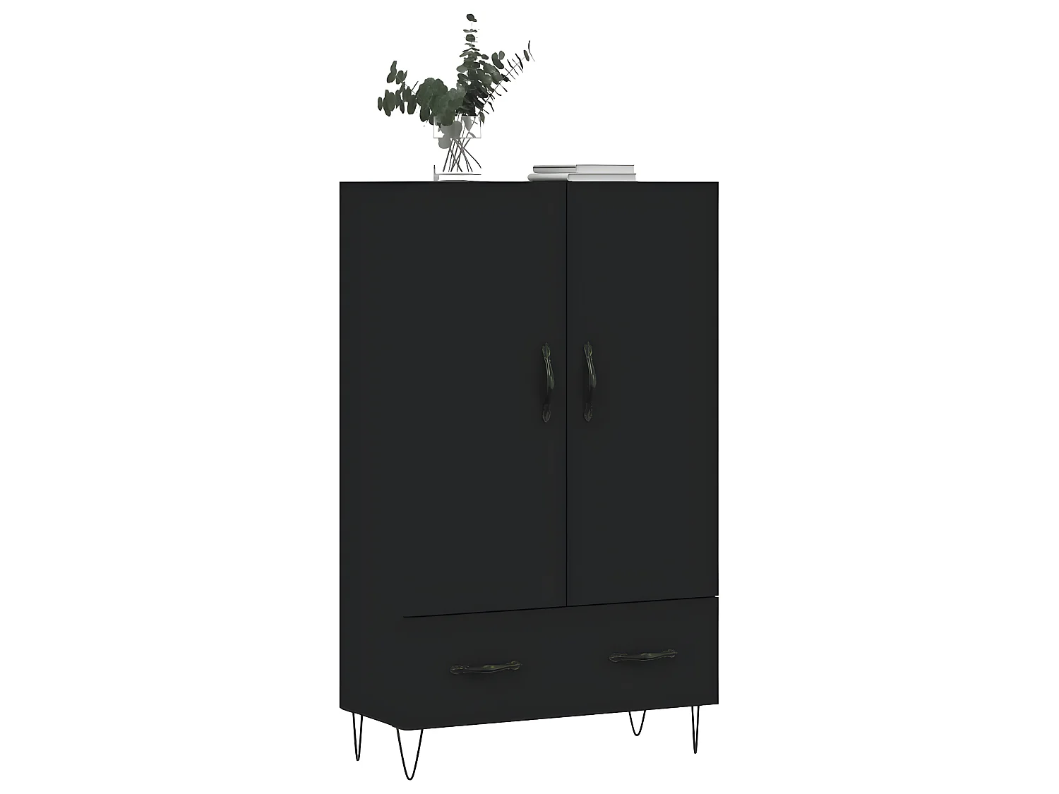 Buffet haut noir 69,5x31x115 cm bois d'ingénierie