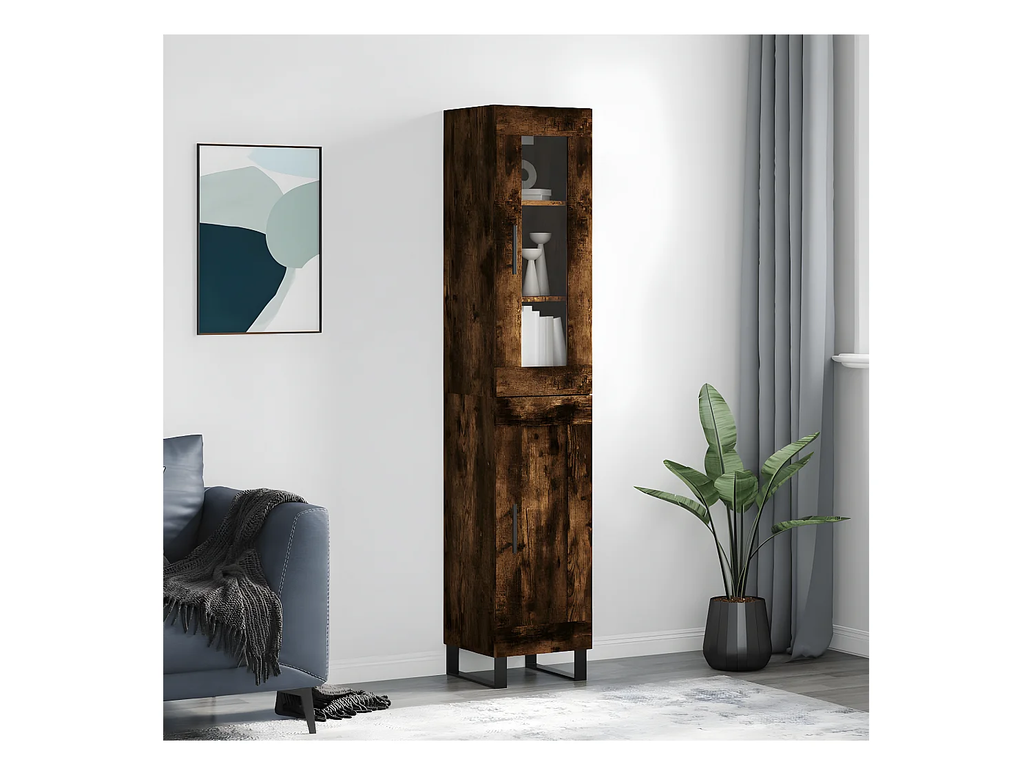 Credenza alta Rovere affumicato 34,5x34x180 cm MDF