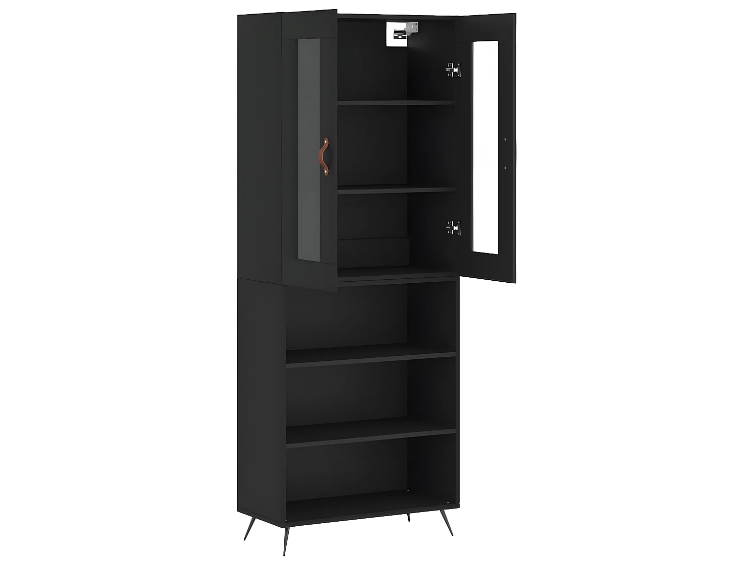 Aparador alto preto 69,5x34x180 cm Madeira trabalhada