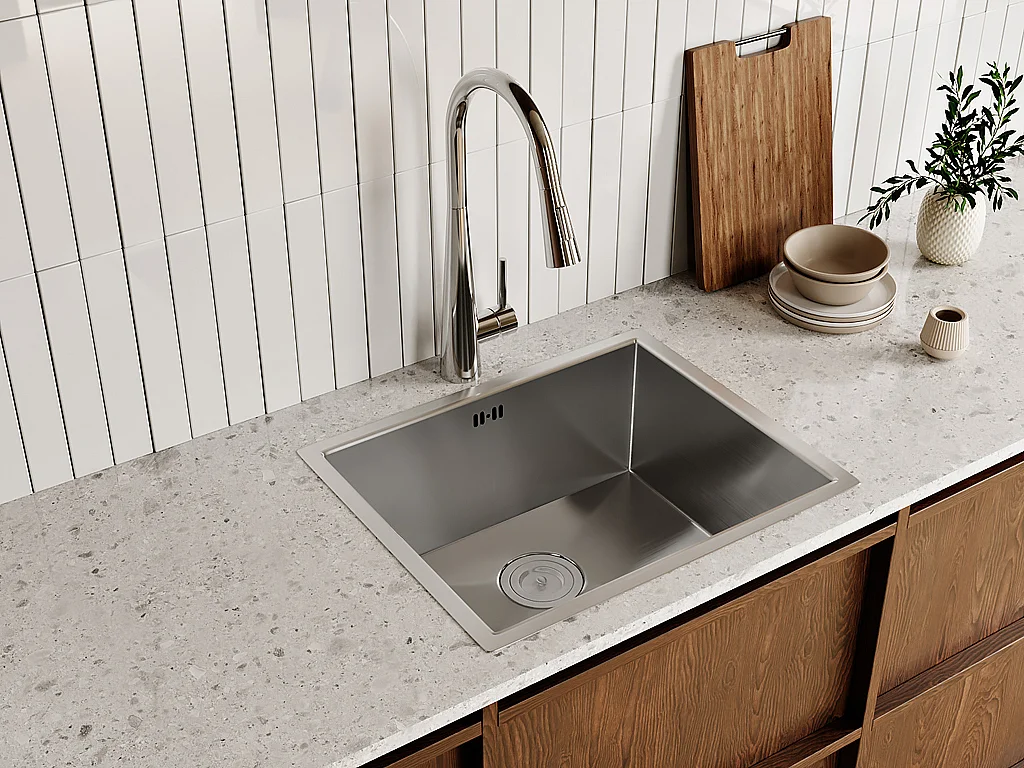 Robinet de cuisine avec douchette extractible en acier inoxydable - Chromé - RONA