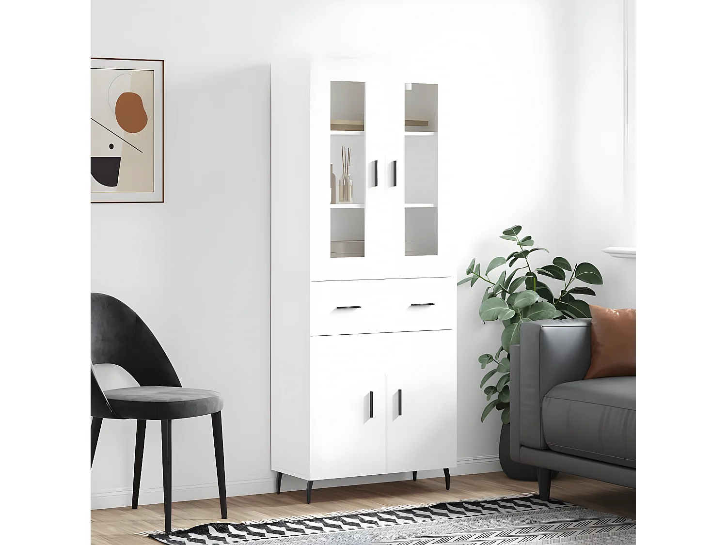 Credenza alta Bianca 69,5x34x180 cm MDF