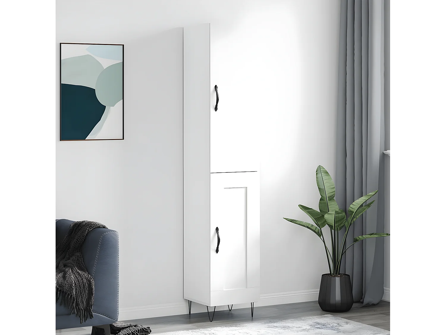 Aparador alto Blanco 34,5x34x180 cm Madera contrachapada