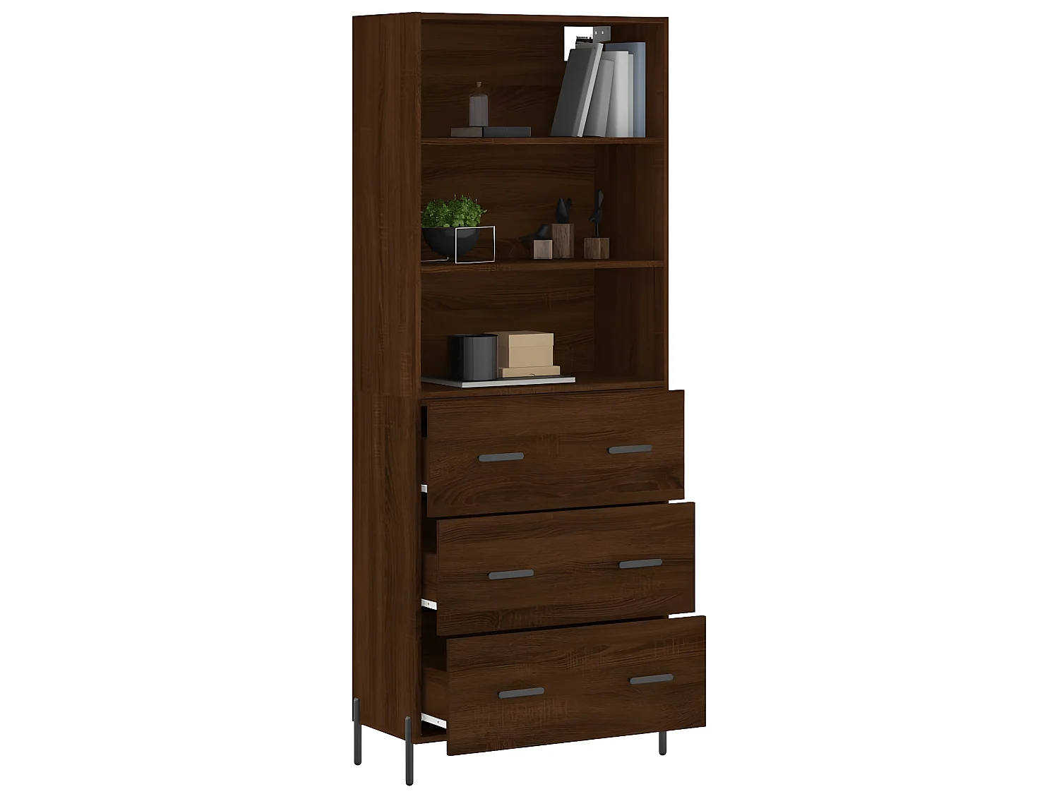 Hohes Sideboard, braune Eiche, 69,5 x 34 x 180 cm, Holzwerkstoff