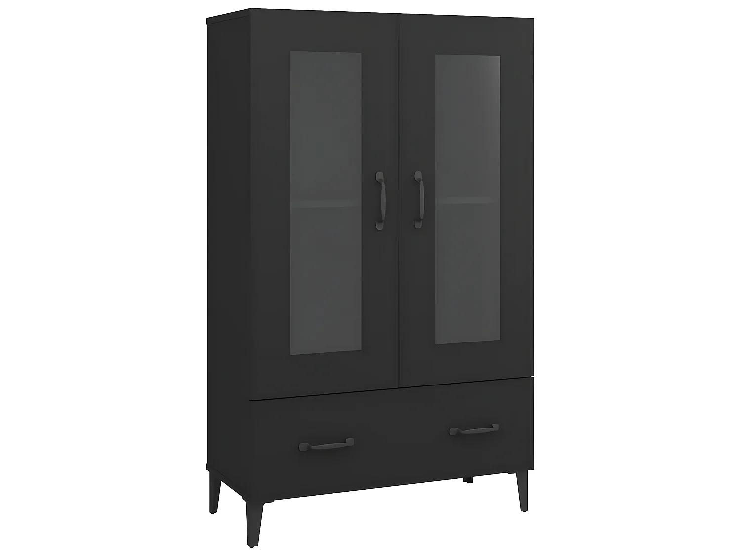 Aparador alto preto 70x31x115 cm madeira trabalhada